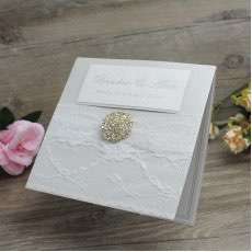 Lace Wedding Invitation Card Foil Printing Customized Modern Invitation Card 